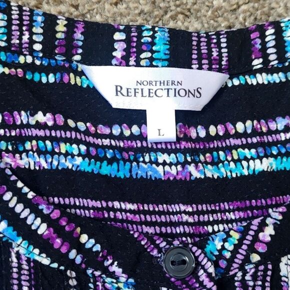 Northern Reflections Size Large 100% Rayon Button Down Top - Picture 6 of 9